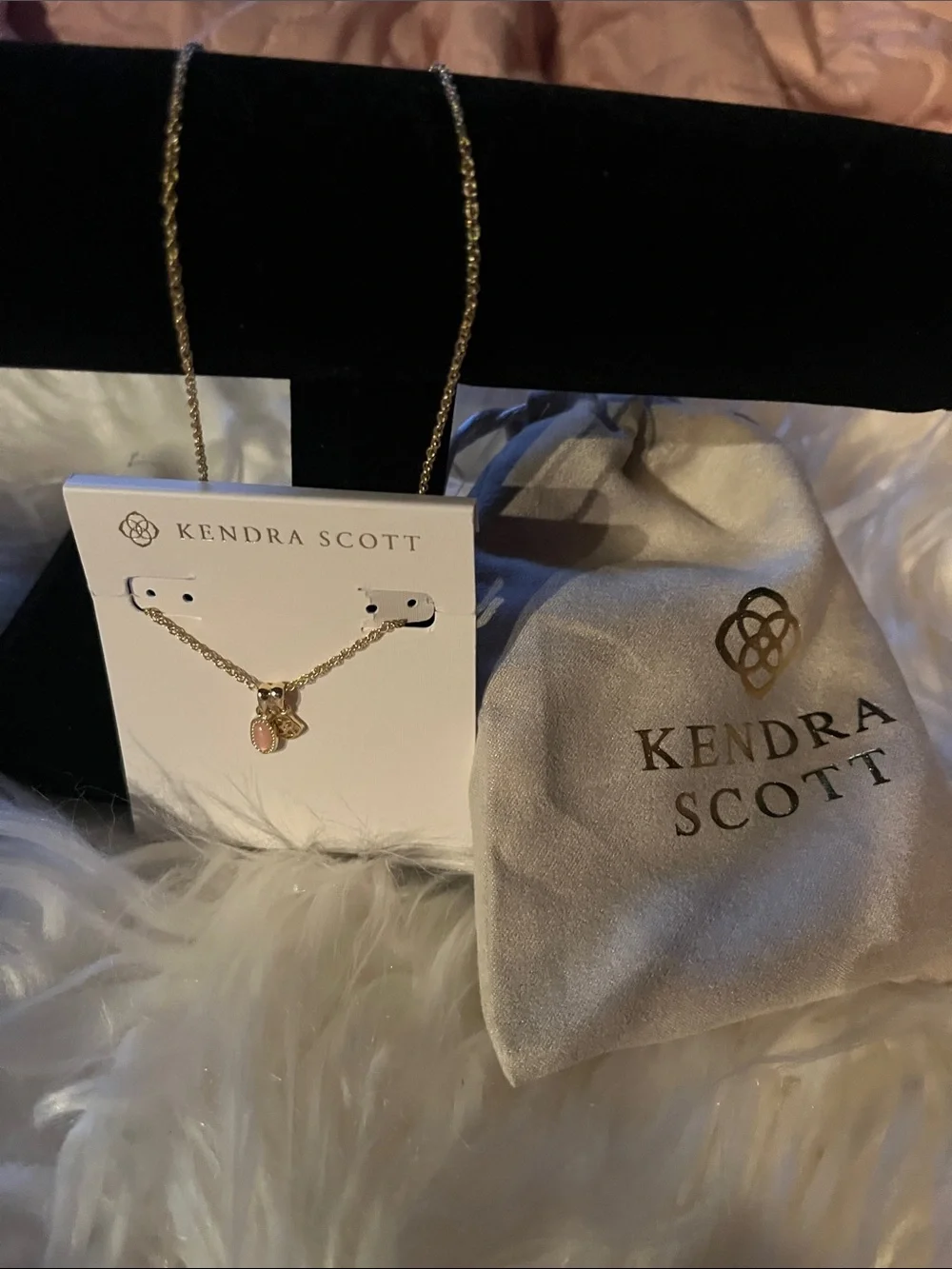 Kendra Scott Gold-Tone Necklace with Light Pink Pendant